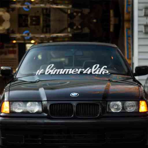 Bimmer For Life car windshield banner. Great for project or show BMW cars. Available in different colors. Banner comes with installation instructions.