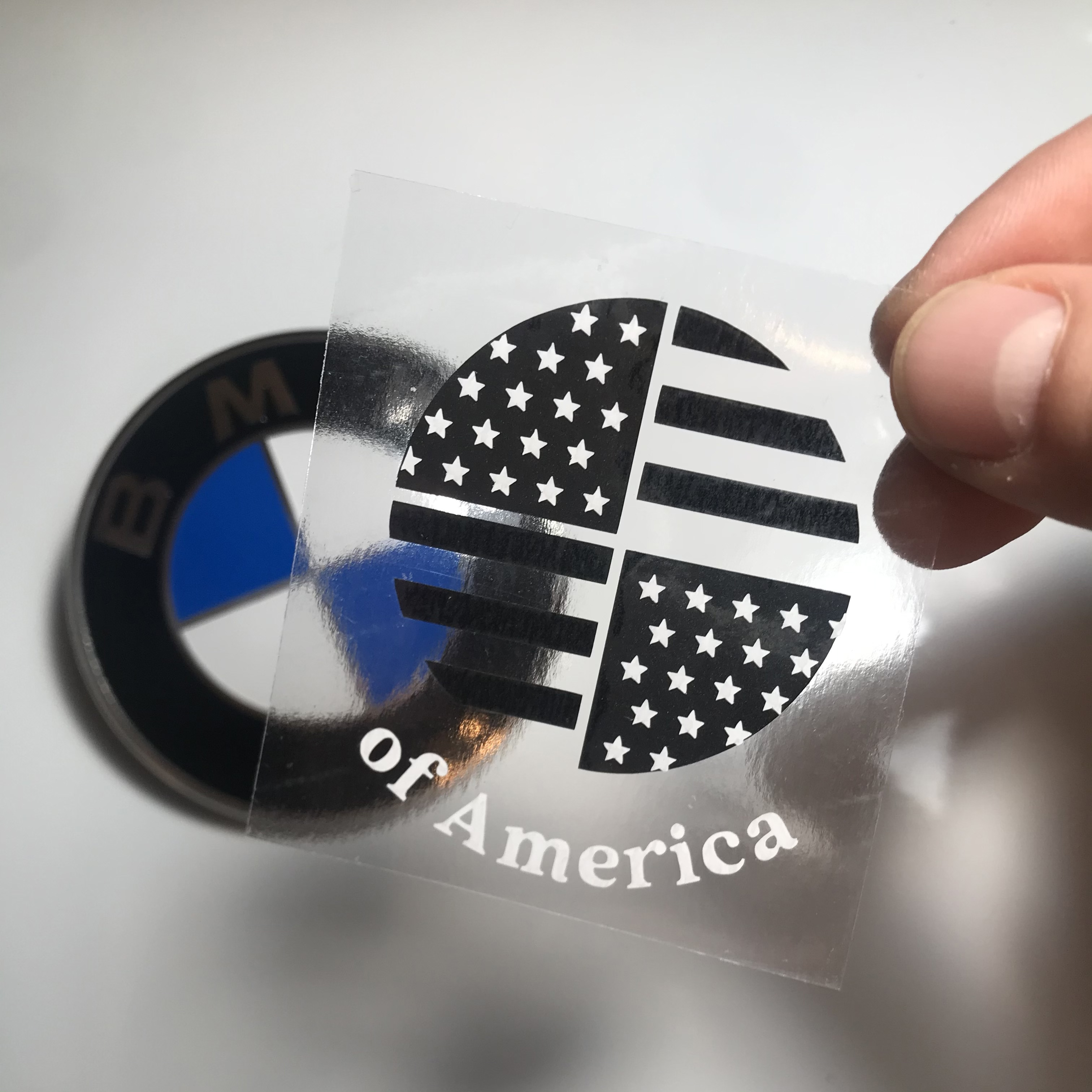 American Flag overlay sticker for BMW emblem