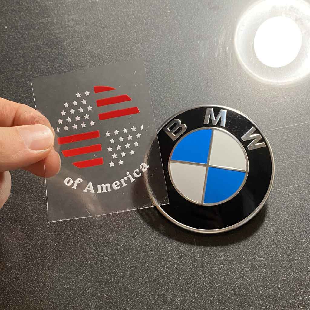 BMW of America Sticker for front 82mm and rear 74mm BME emblems