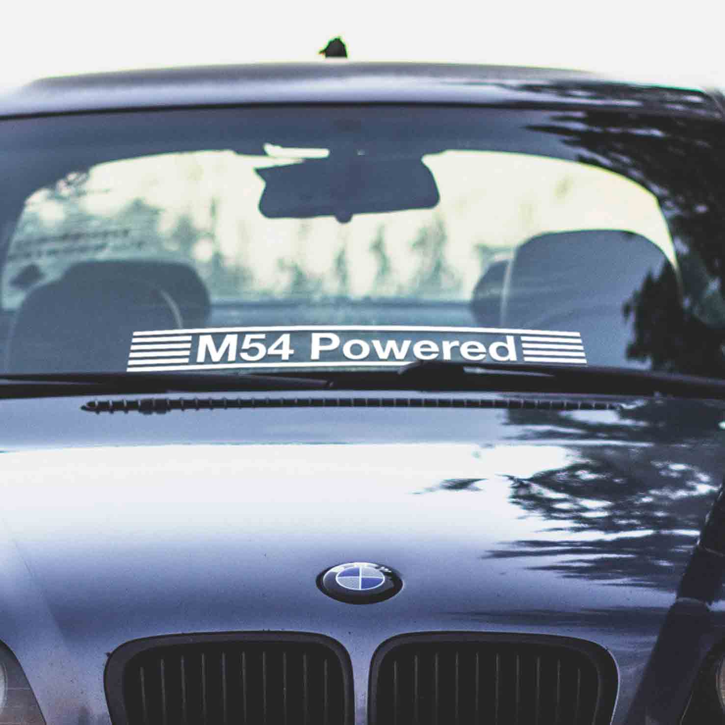 Custom BMW Powered windshield sticker - White