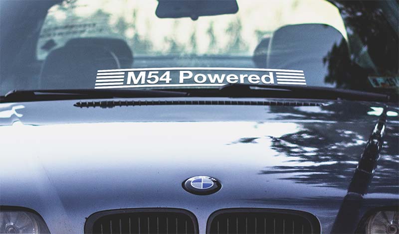 BMW Powered windshield sticker with custom engine BMW Powered windshield sticker with custom engine