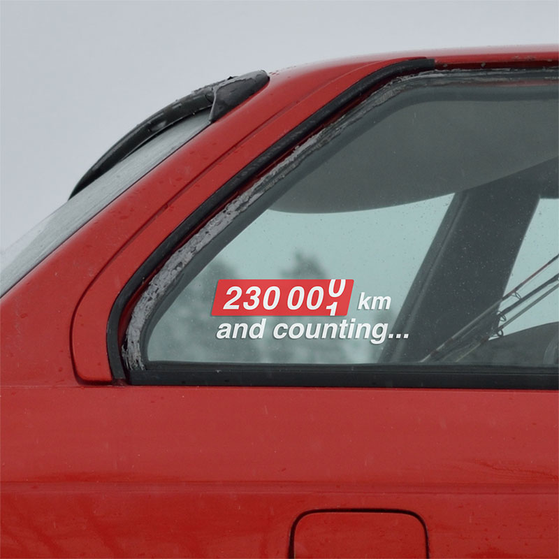 Sticker with your car odometer mileage value