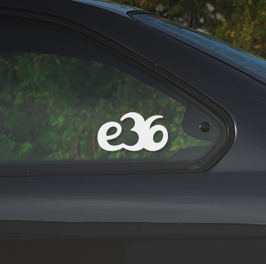 Sticker for BMW e36. Available in different colors. Contour cut from premium outdoor vinyls. Never fades out.