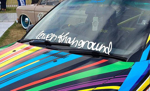 Lower than ground car windshield banner sticker