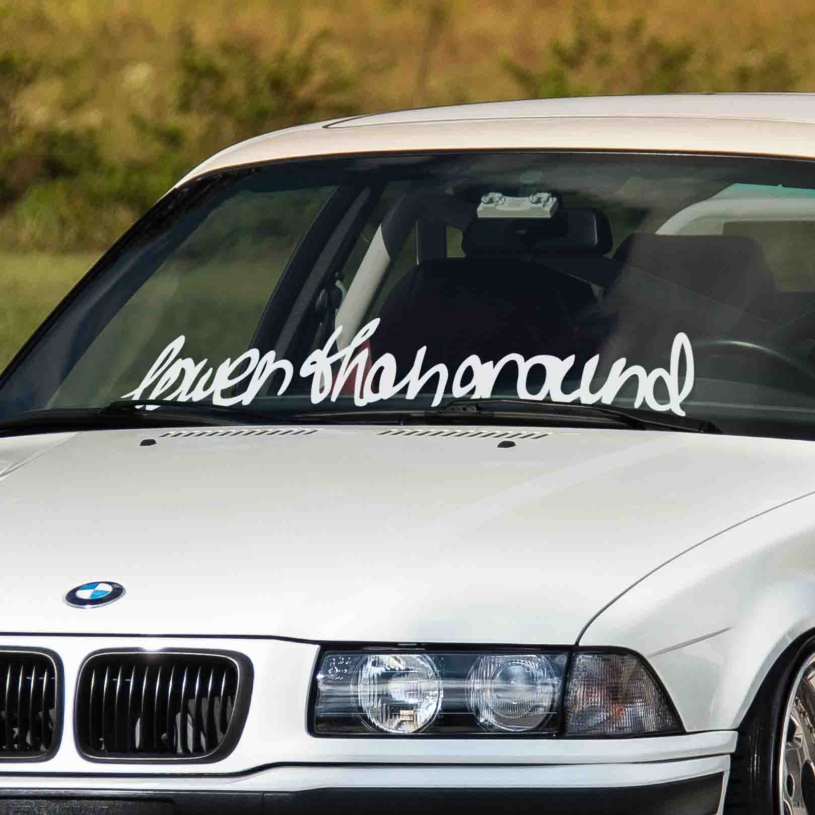 Lower Than Ground car windshield banner. Great for tuned cars or show cars. Available in different colors. Banner comes with installation instructions.