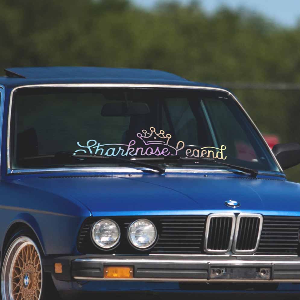 Sharknose Legend car windshield banner. Great for and oldschool BMW project like e28 or e30. Available in different colors. Banner comes with installation instructions.