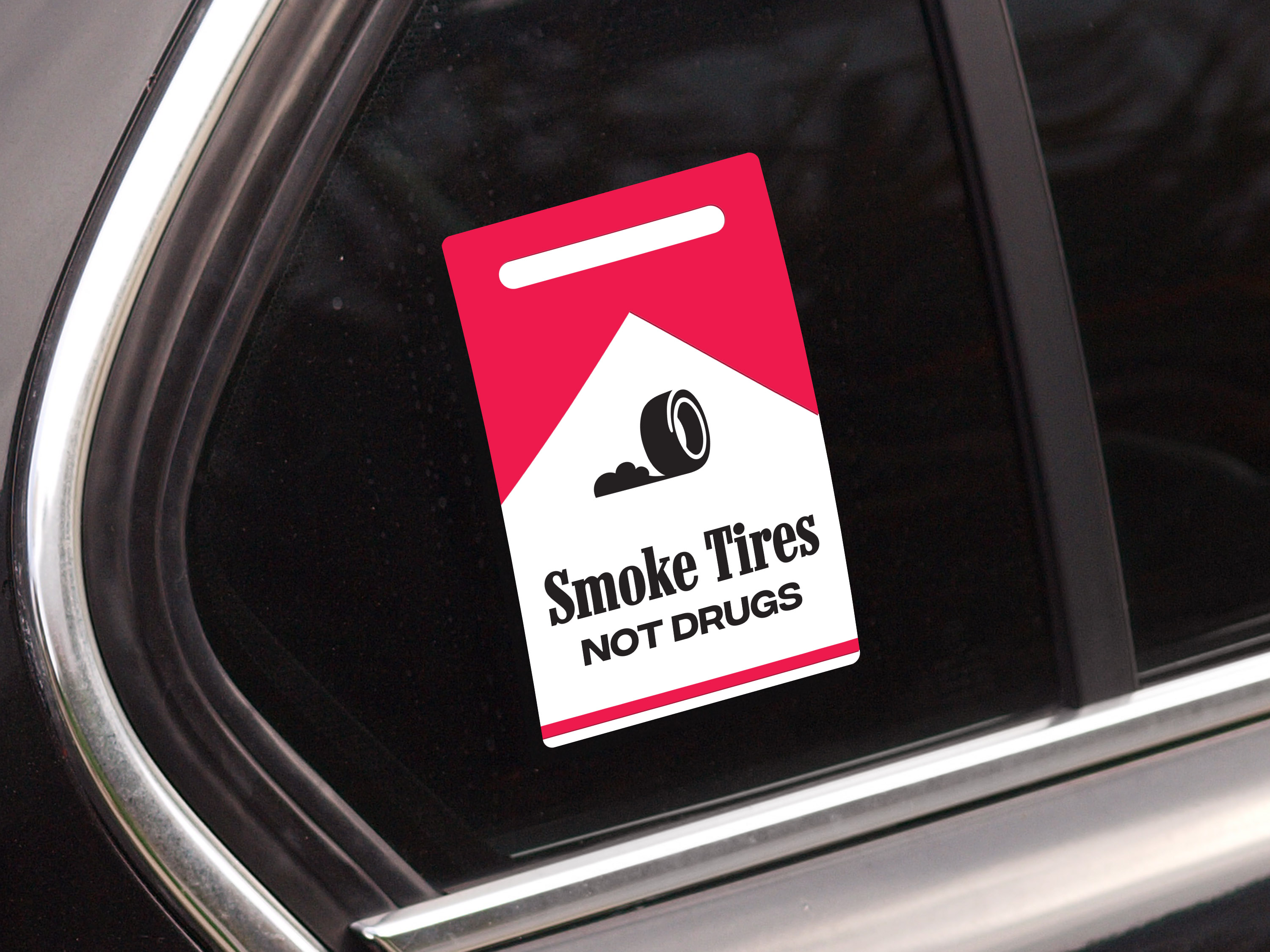 Contour cut vinyl sticker for drifters. Looks like a pack of Marlboro cigarettes.